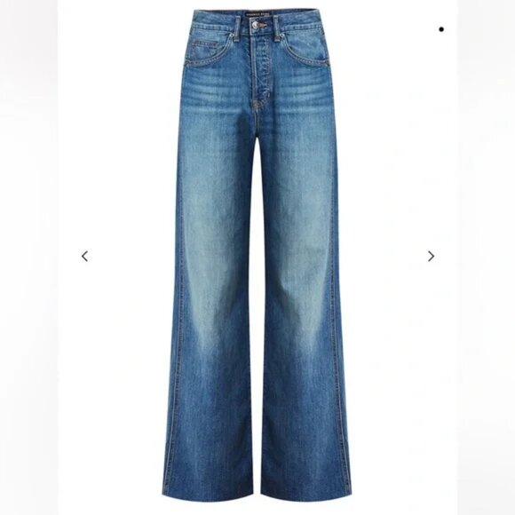 Womens Veronica Beard Rebel Stone Blue Taylor Relaxed Wide-Leg Denim Jeans 31 - Picture 1 of 12